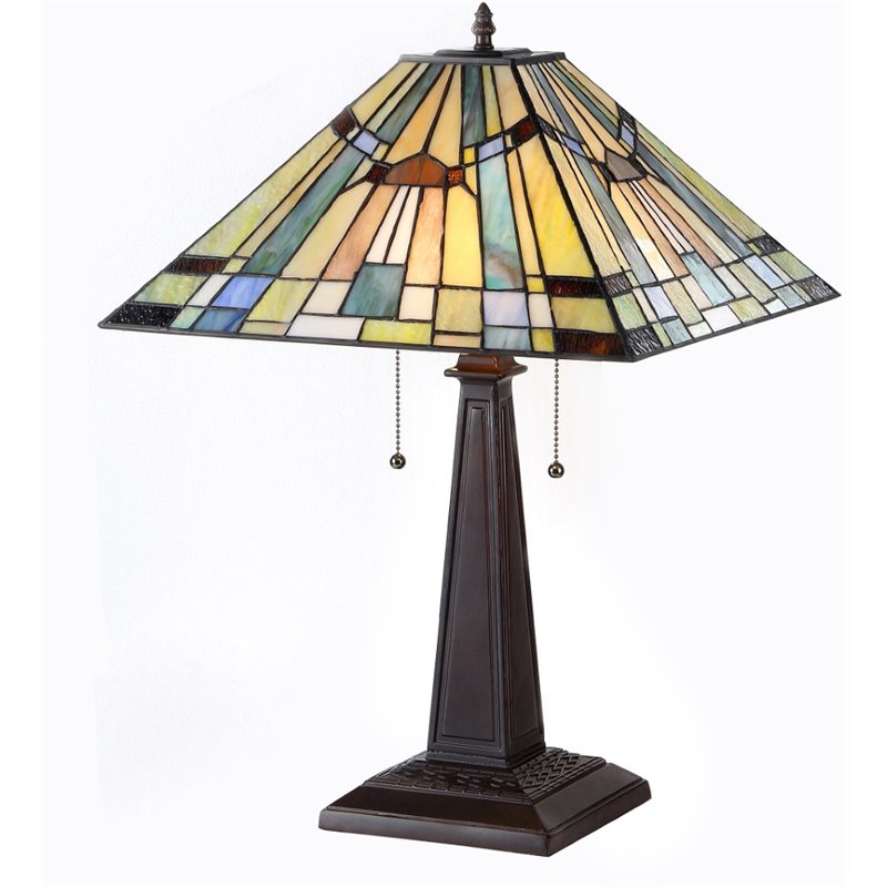 CHLOE Kinsey Tiffany-style 2 Light Mission Table Lamp 16