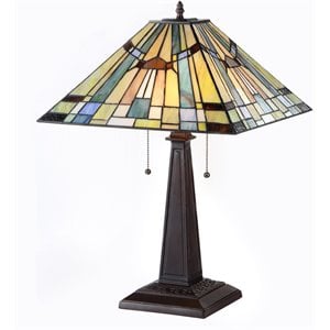 CHLOE Kinsey Tiffany-style 2 Light Mission Table Lamp 16&quot Shade