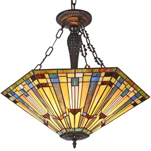 CHLOE Kinsey Tiffany 3 Light Mission Large Inverted Ceiling Pendant 24&quot Shade