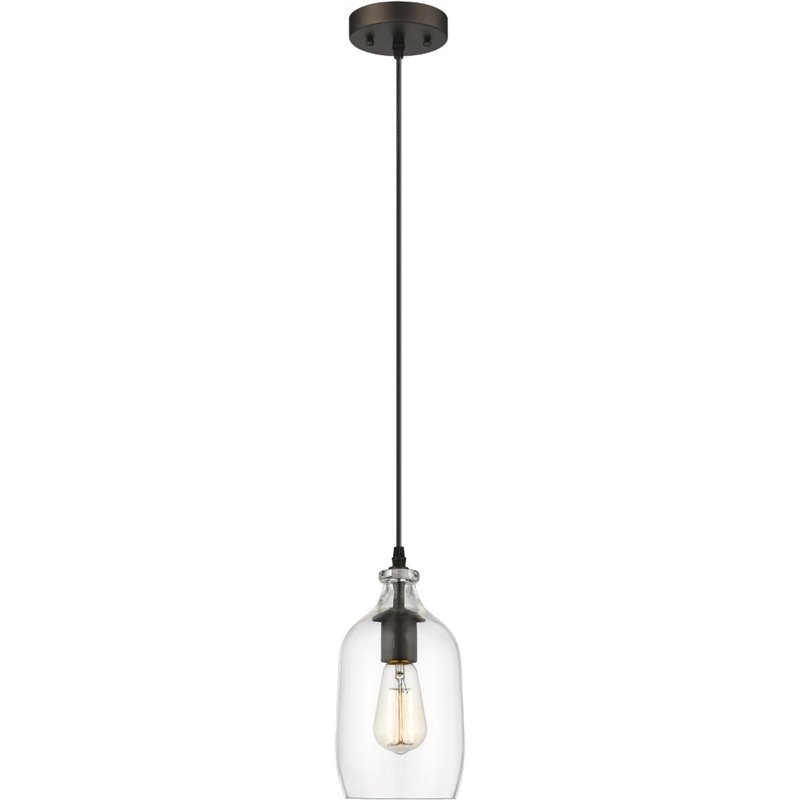 CHLOE Athena Transitional 1 Light Rubbed Bronze Mini Ceiling Pendant 5.5