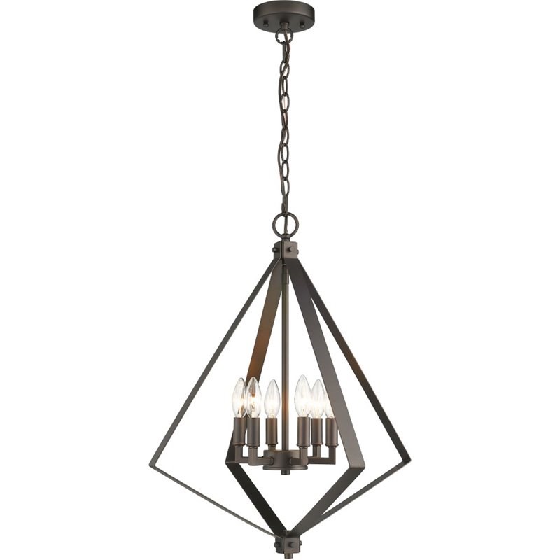 CHLOE Hudson Transitional 6 Light Rubbed Bronze Ceiling Pendant 20