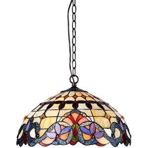 CHLOE Cooper Tiffany-style 2 Light Victorian Ceiling Pendant Fixture 18&quot Shade