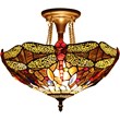 CHLOE Dragan Tiffany 2 Light Dragonfly Semi-flush Ceiling Fixture 16