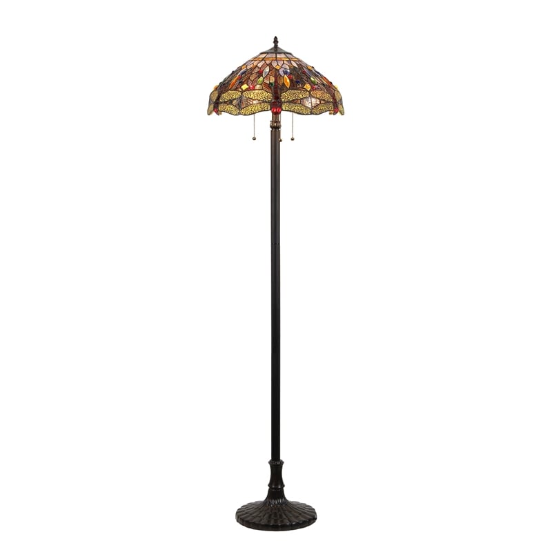CHLOE Dragan Tiffany-style 3 Light Dragonfly Floor Lamp 18