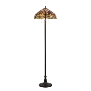 CHLOE Dragan Tiffany-style 3 Light Dragonfly Floor Lamp 18&quot Shade