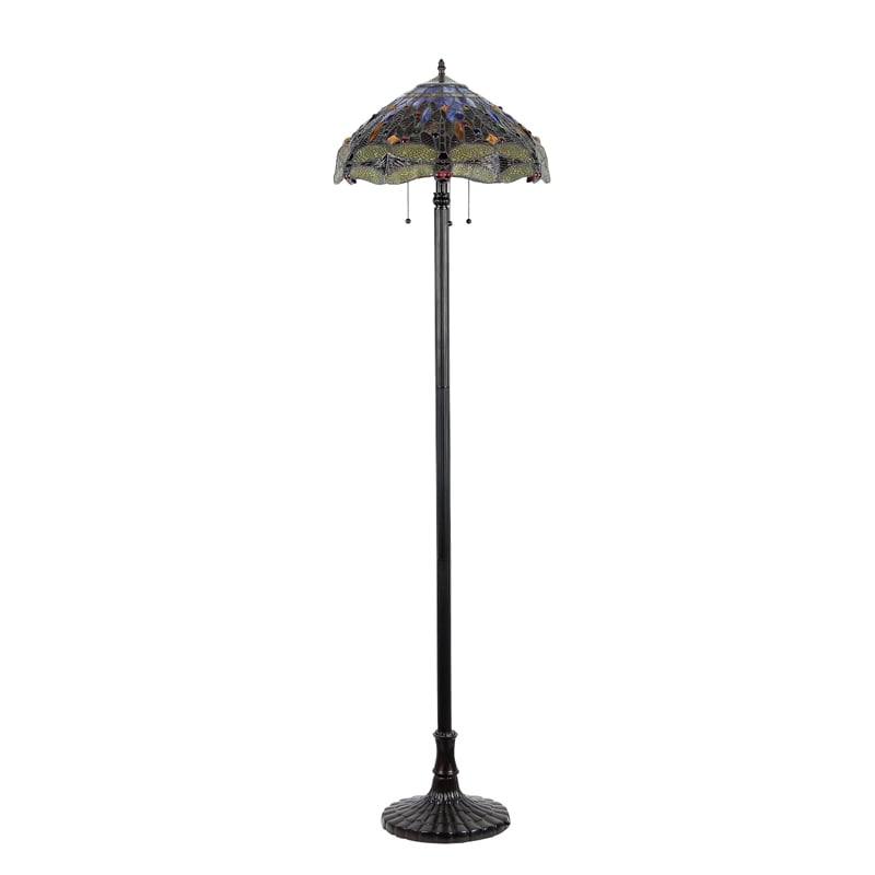 CHLOE Dragan Tiffany-style 3 Light Dragonfly Floor Lamp 18