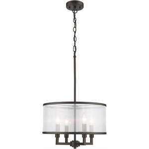 CHLOE Valentina Transitional 4 Light Rubbed Bronze Ceiling Pendant 16&quot Wide