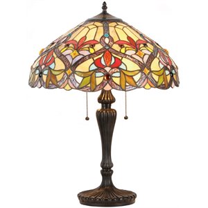 CHLOE Byron Tiffany-style 2 Light Victorian Table Lamp 18&quot Shade
