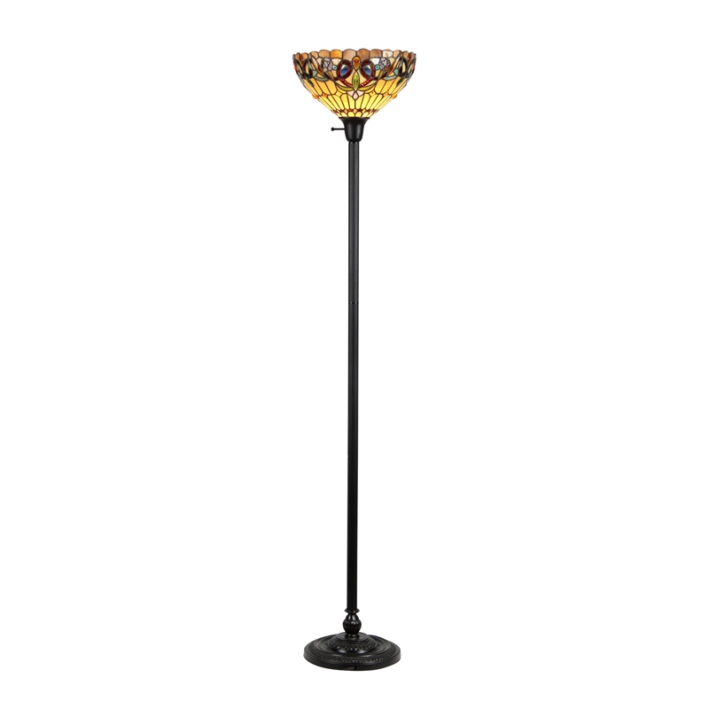 CHLOE Serenity Tiffany-style 1 Light Victorian Torchiere Floor Lamp 14