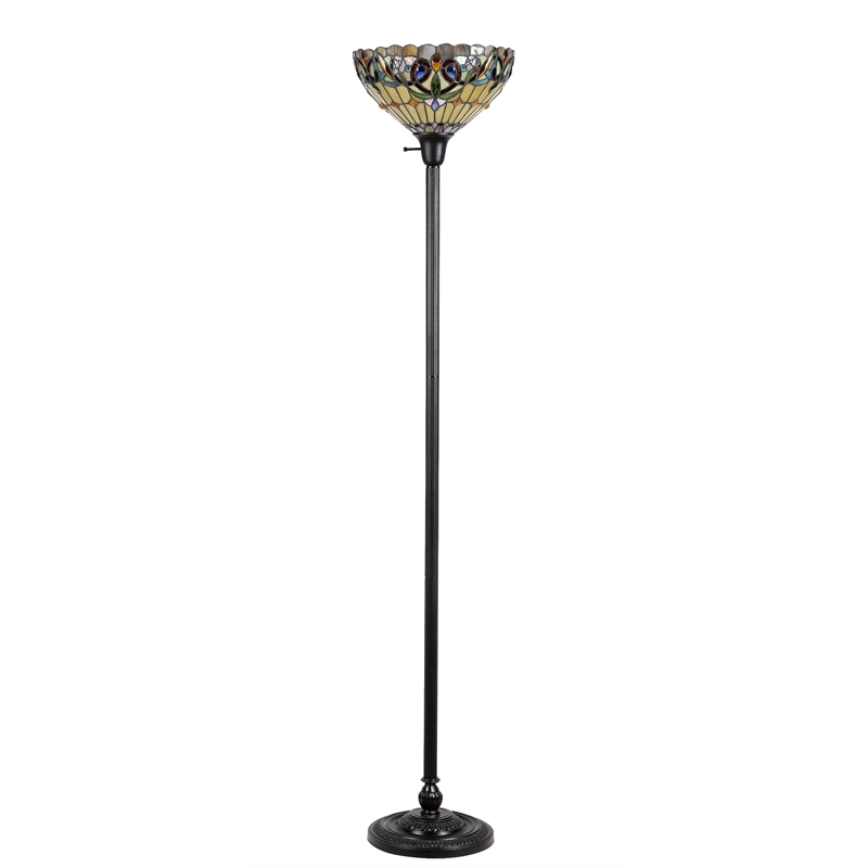 CHLOE Serenity Tiffany-style 1 Light Victorian Torchiere Floor Lamp 14