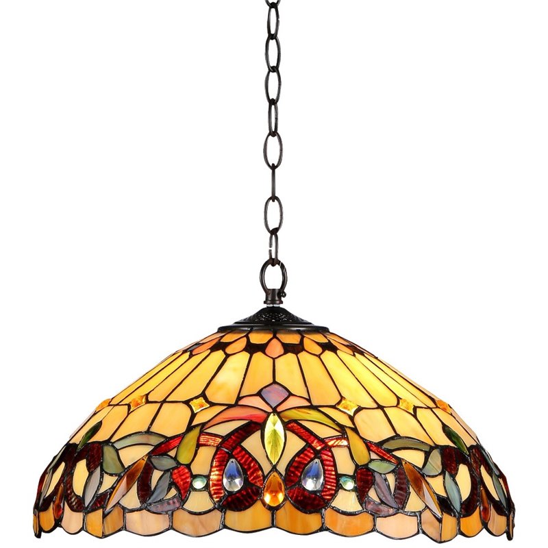 CHLOE Serenity Tiffany 2 Light Victorian Ceiling Pendant Fixture 18