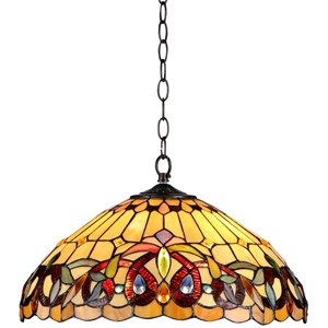 CHLOE Serenity Tiffany 2 Light Victorian Ceiling Pendant Fixture 18&quot Shade