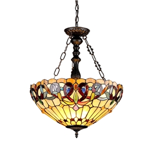 CHLOE Serenity Victorian 3 Light Inverted Ceiling Pendant 18&quot Shade