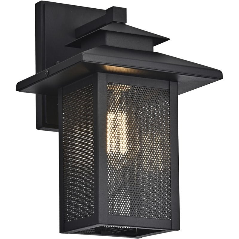 CHLOE Ironclad 1 Light Textured Black Outdoor Wall Sconce 13