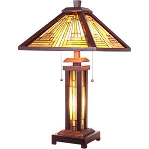 chloe innes tiffany 3 light mission double lit wooden table lamp 15