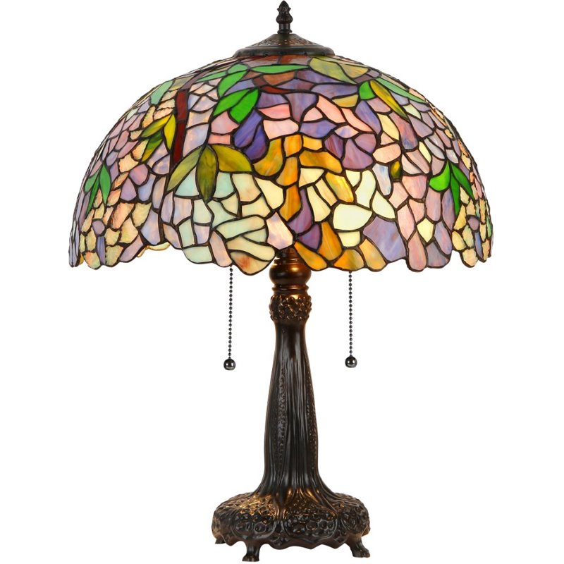 CHLOE Phoebe Tiffany-style 2 Light Wisteria Table Lamp 16