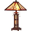 CHLOE Anton Tiffany 3 Light Mission Double Lit Wooden Table Lamp 15