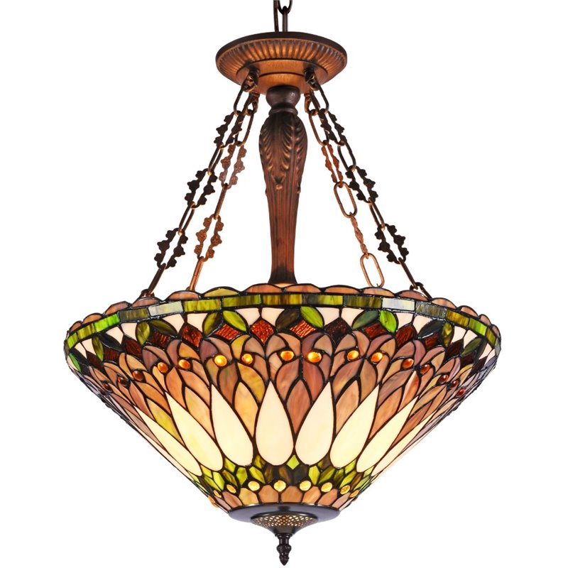 CHLOE Walden Tiffany-style 3 Light Inverted Ceiling Pendant 20