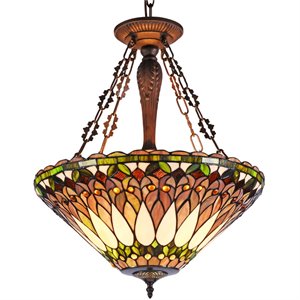 CHLOE Walden Tiffany-style 3 Light Inverted Ceiling Pendant 20&quot Shade