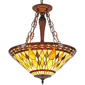 CHLOE Aiken Tiffany-style 3 Light Inverted Ceiling Pendant 20&quot Shade