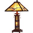 CHLOE Alexander Tiffany 3 Light Mission Double Lit Wooden Table Lamp 15