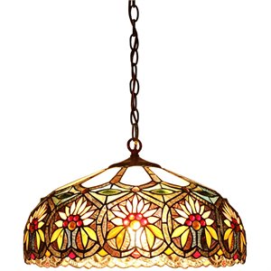 chloe sunny tiffany-style 2 light floral ceiling pendant fixture 18