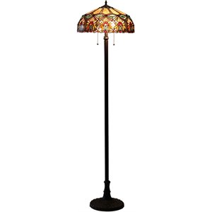 CHLOE Sunny Tiffany-style 2 Light Floral Floor Lamp 18&quot Shade
