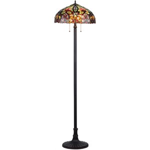 CHLOE Libby Tiffany-style 2 Light Victorian Floor Lamp 18&quot Shade