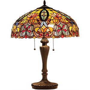 CHLOE Libby Tiffany-style 2 Light Victorian Table Lamp 18&quot Shade