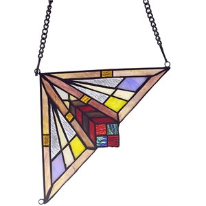 CHLOE Cienna Mission Tiffany-glass Window Panel 8&quot Wide