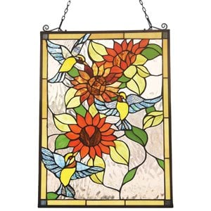 chloe sunflower animal tiffany-glass window panel 24