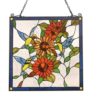 CHLOE Costa Animal Tiffany-glass Window Panel 24&quot Wide