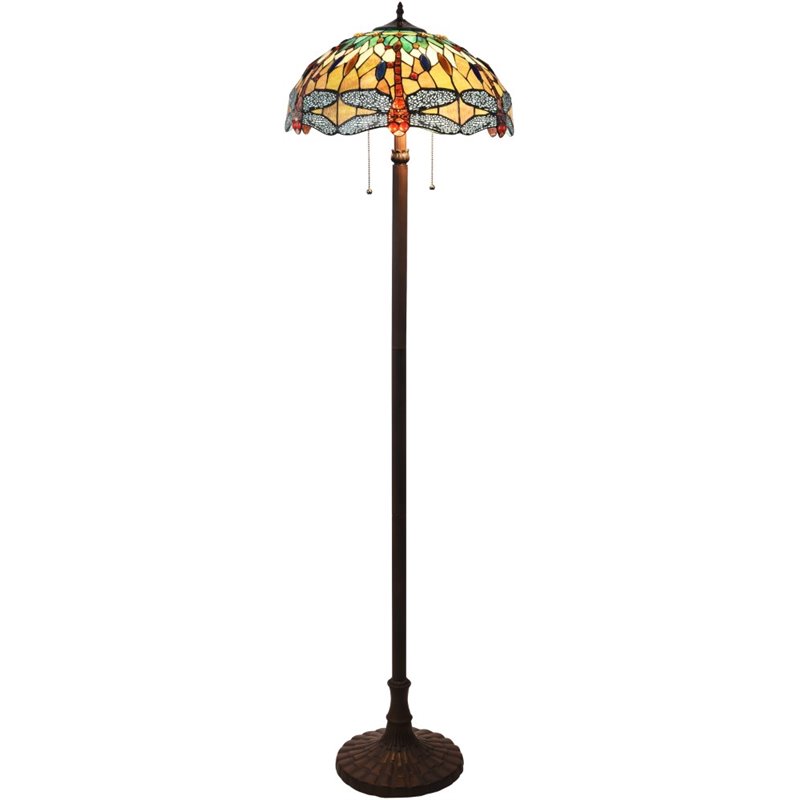 CHLOE Empress Tiffany-style 2 Light Dragonfly Floor Lamp 18