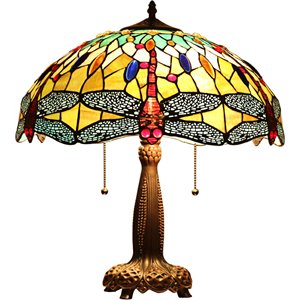 CHLOE Empress Tiffany-style Dragonfly 2 Light Table Lamp 18&quot Shade