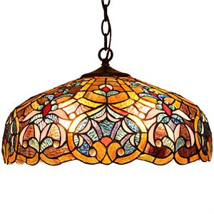 CHLOE Sadie Tiffany-style 2 Light Victorian Ceiling Pendant Fixture 18&quot Shade