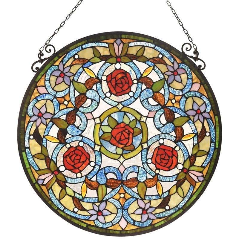 CHLOE Amaryllis Floral Tiffany-glass Window Panel 24