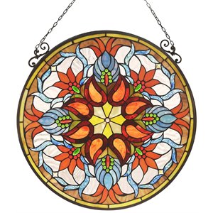 CHLOE Kylie Victorian Tiffany-glass Window Panel 24&quot Wide