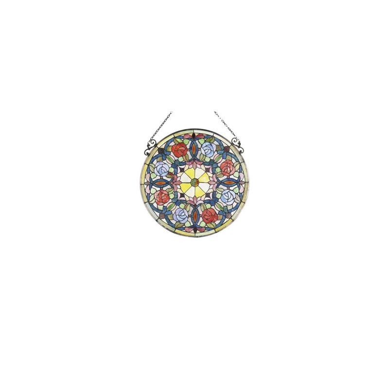 CHLOE Anemone Floral Tiffany-glass Window Panel 24