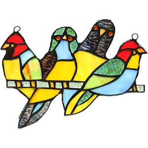 CHLOE Starling Animal Tiffany-glass Window Panel 8&quot Wide