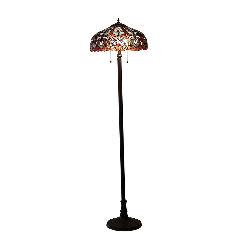 CHLOE Sadie Tiffany-style 2 Light Victorian Floor Lamp 18