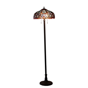 CHLOE Sadie Tiffany-style 2 Light Victorian Floor Lamp 18&quot Shade