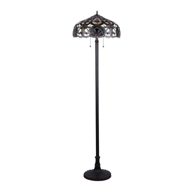 CHLOE Sadie Tiffany-style 2 Light Victorian Floor Lamp 18