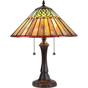 CHLOE Grace Tiffany-style 2 Light Geometric Table Lamp 16&quot Shade
