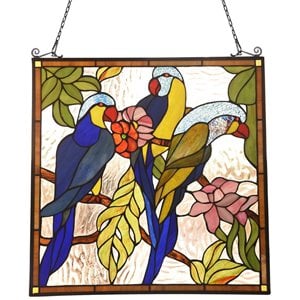 CHLOE Ava Animal Tiffany-glass Window Panel 24&quot Tall
