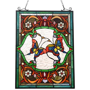 CHLOE Annabella Tiffany-style Animal Design Window Panel 18&quot x 25&quot