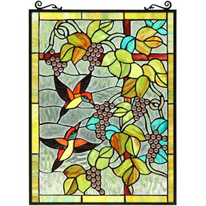 CHLOE Vineyard Tiffany-style Animal Design Window Panel 18&quot x 25&quot