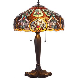 CHLOE Pixie Tiffany-style 2 Light Victorian Table Lamp 16&quot Shade