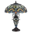 CHLOE Crystorama Tiffany-style 3 Light Floral Double Lit Table Lamp 16