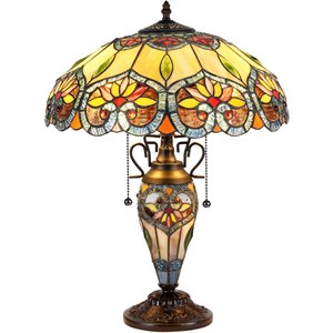 chloe crystorama tiffany-style 3 light floral double lit table lamp 16