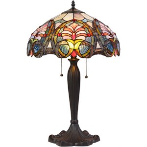 CHLOE Hazel Tiffany-style 2 Light Victorian Table Lamp 16&quot Shade